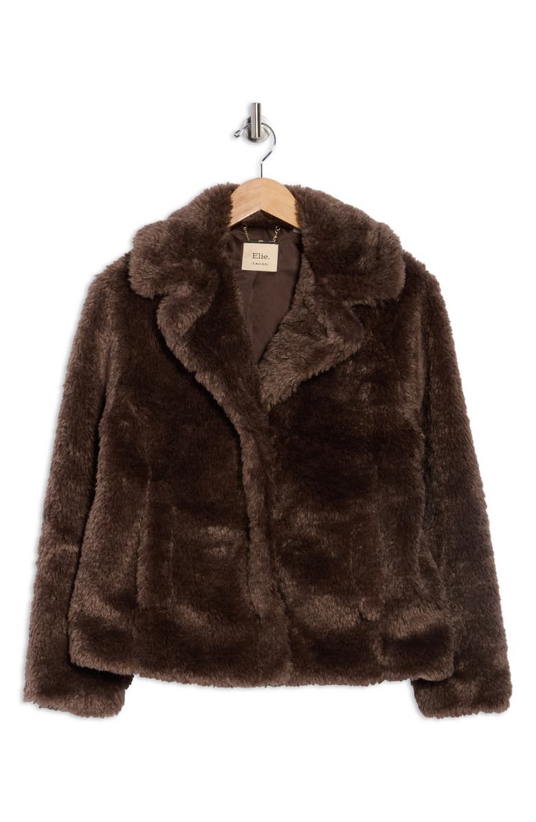 ELIE ELIE TAHARI Faux Fur Snap Front Jacket, Alternate, color, Sahara Fox