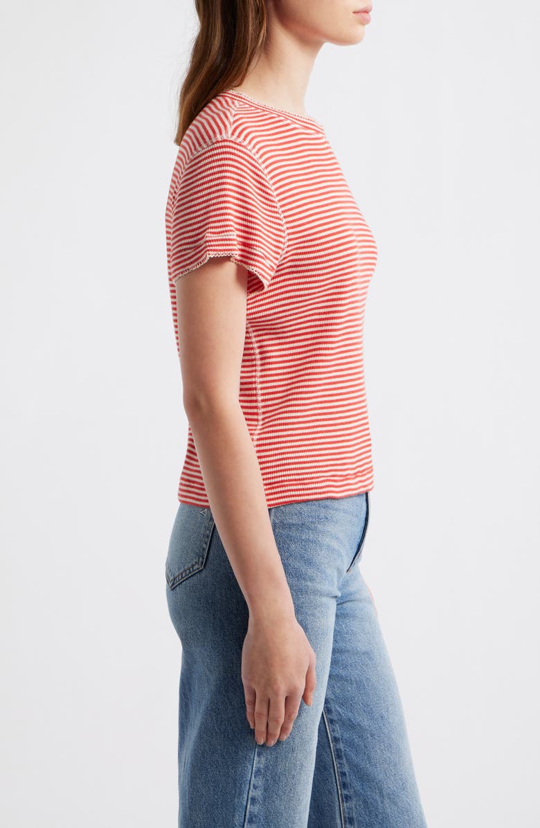 THE GREAT. The Little Stripe Cotton Blend T-Shirt, Alternate, color, Pimento Stripe