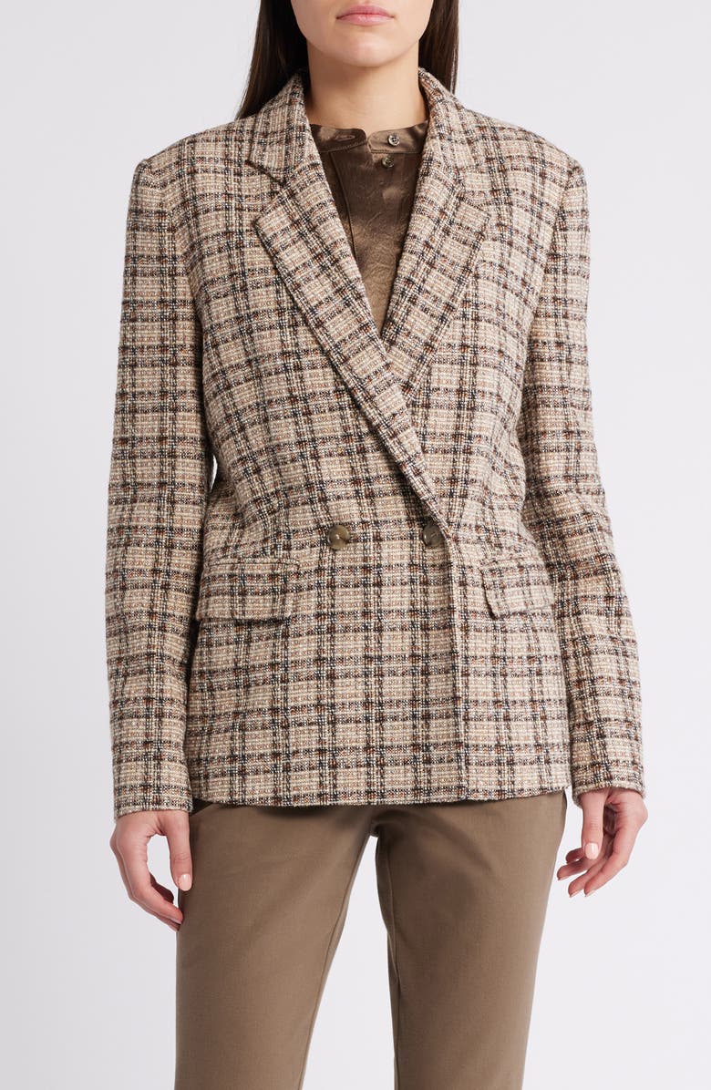 BOSS Janka Double Breasted Plaid Blazer, Main, color,
