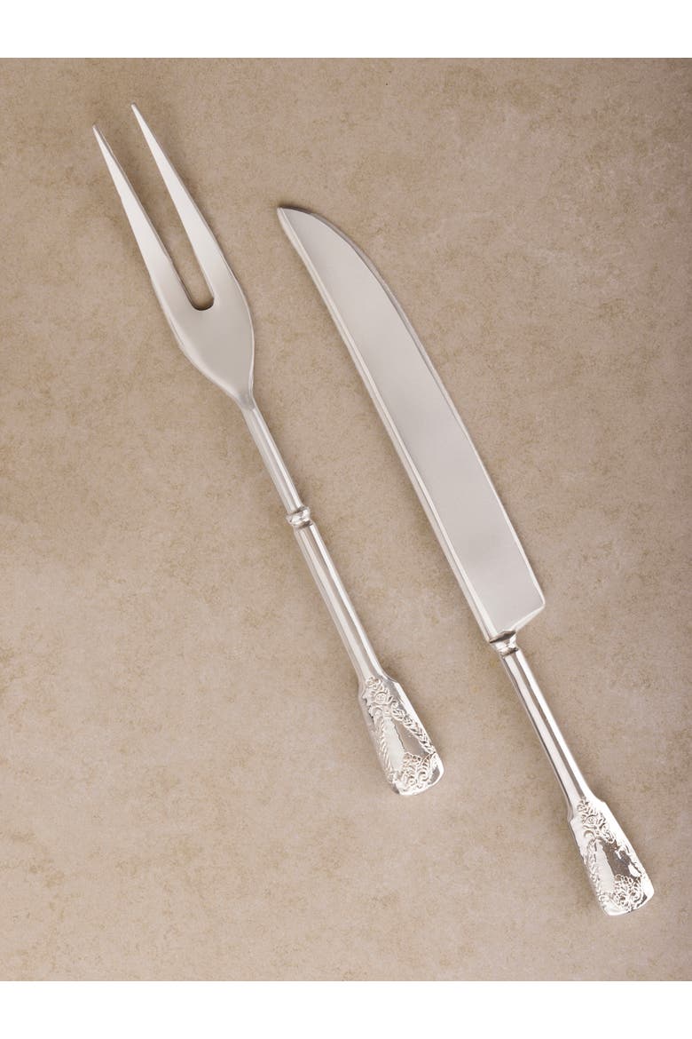 Bolivia Carving Knife & Meat Fork Set, Alternate, color, Silver