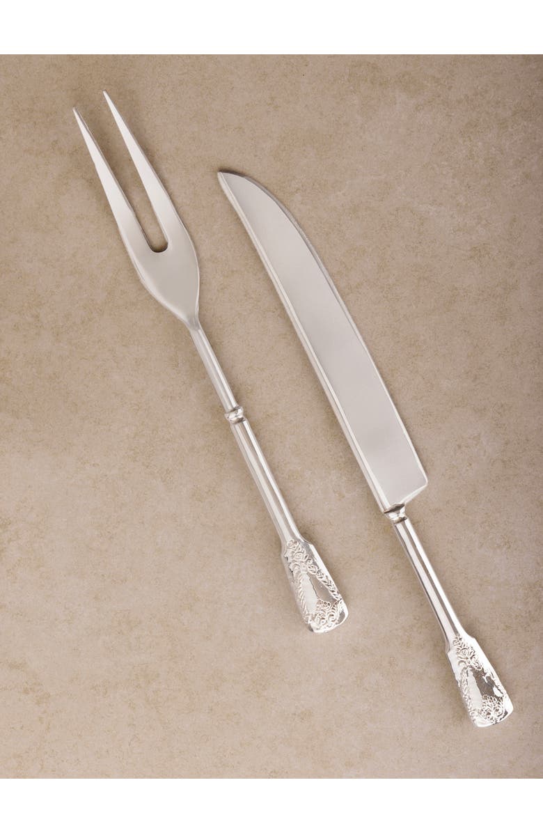 GAURI KOHLI Bolivia Carving Knife & Meat Fork Set, Alternate, color, Silver