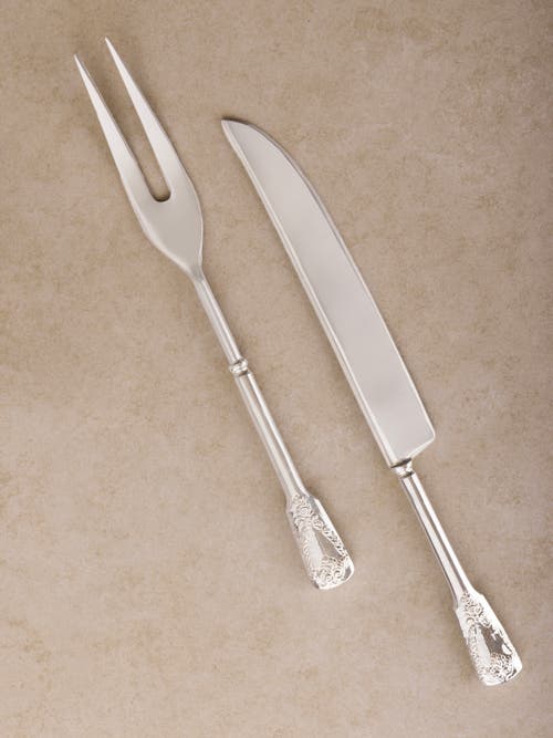 Gauri Kohli Bolivia Carving Knife & Meat Fork Set In Silver