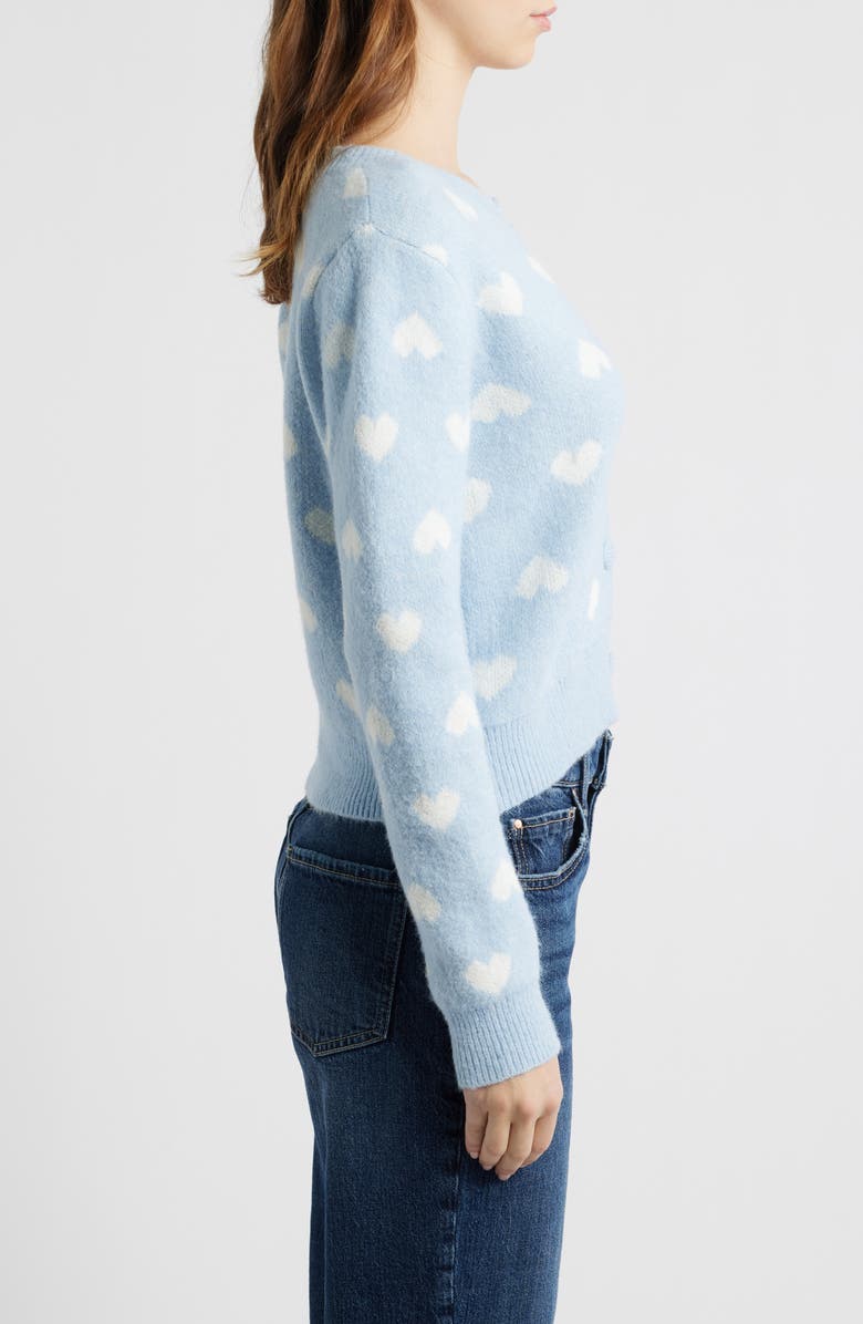 All in Favor Heart Jacquard Cardigan, Alternate, color, Light Blue Cream