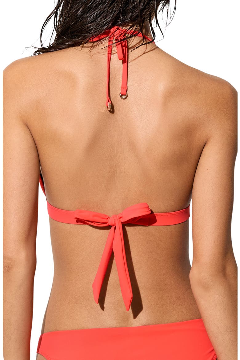Sandy Triangle Bikini Top, Alternate, color, CORAL ORANGE