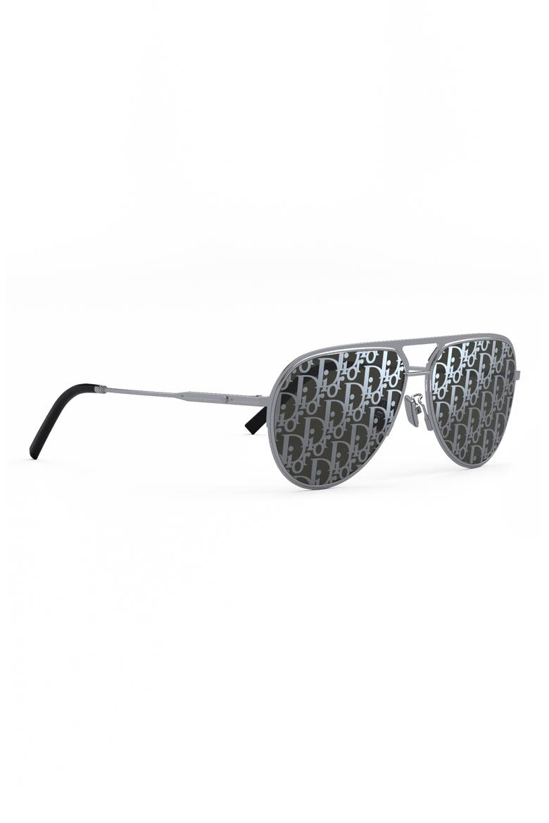 Logo Lens 60mm Mirrored Aviator Sunglasses, Alternate, color, SHINY PALLADIUM / SMOKE MIRROR