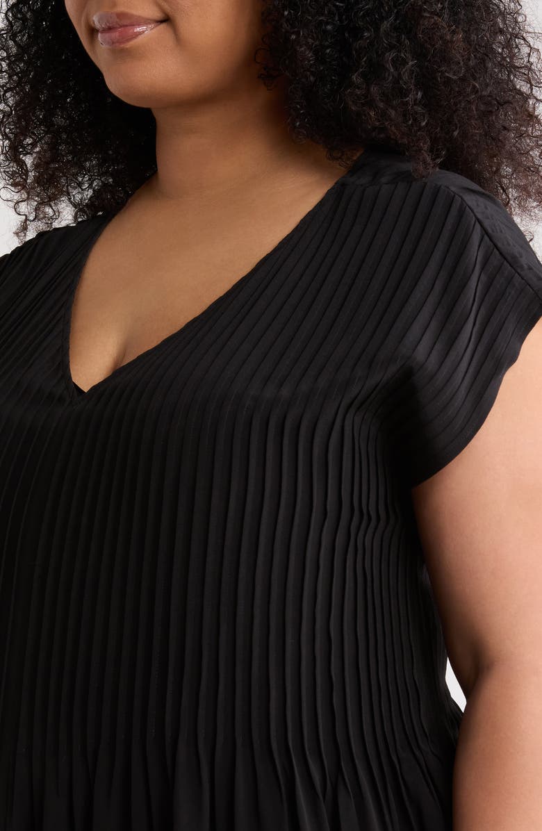Eileen Fisher V-Neck Silk Maxi Dress, Alternate, color, Black