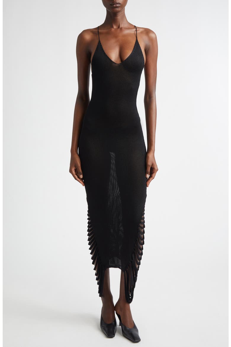 Stalactite Sweater Slipdress, Main, color, BLACK
