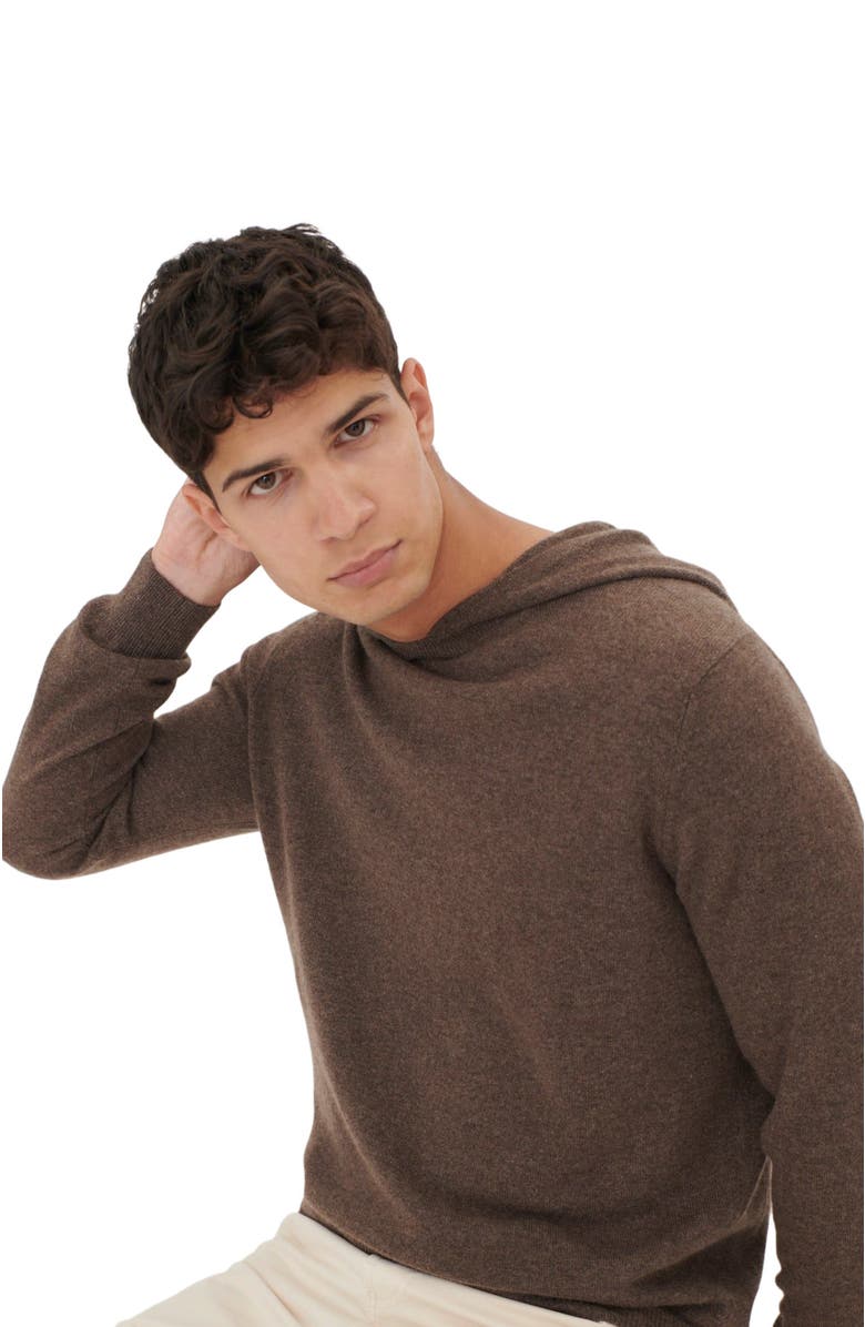 GOBI Mongolian Cashmere Basic Hoodie, Alternate, color, Cocoa