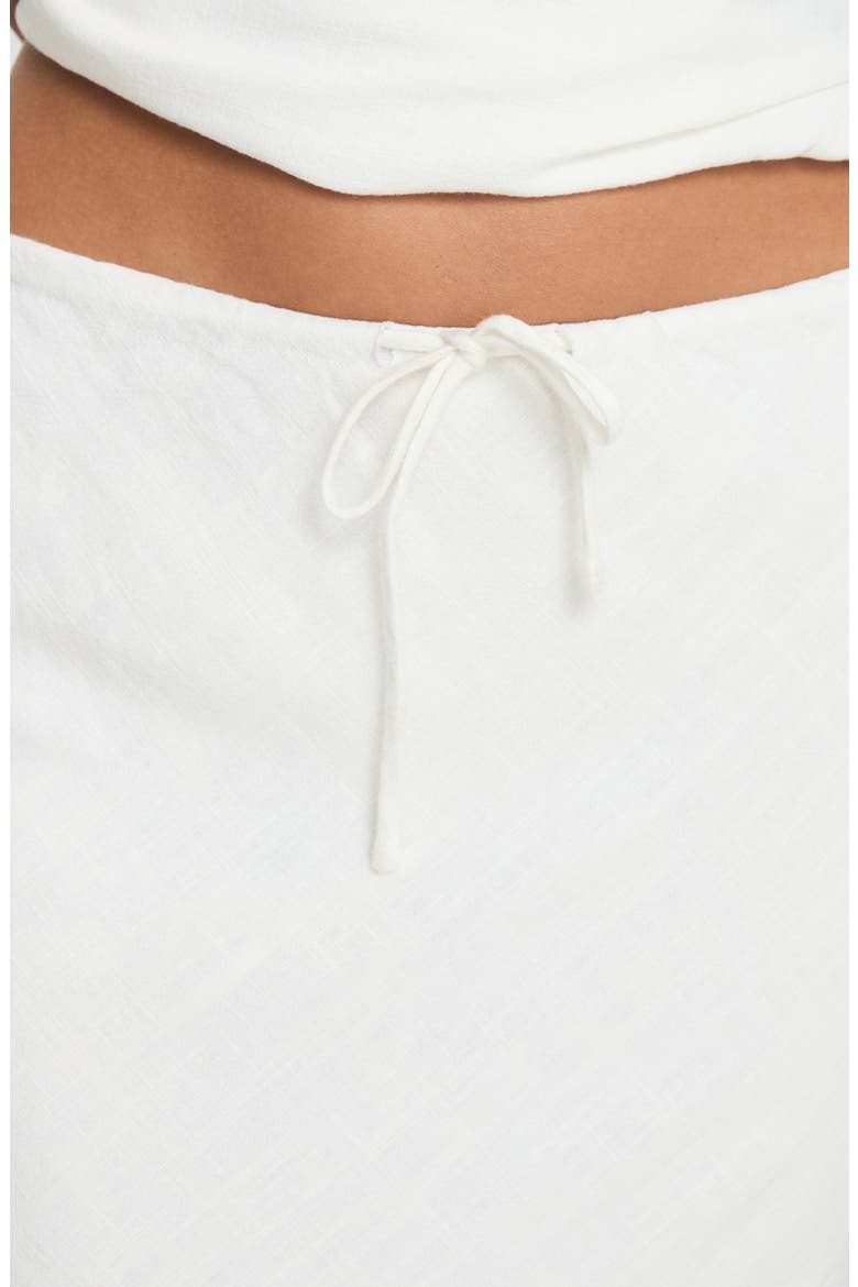 Mercer Low Rise Linen Blend Midi Skirt, Alternate, color, WHITE