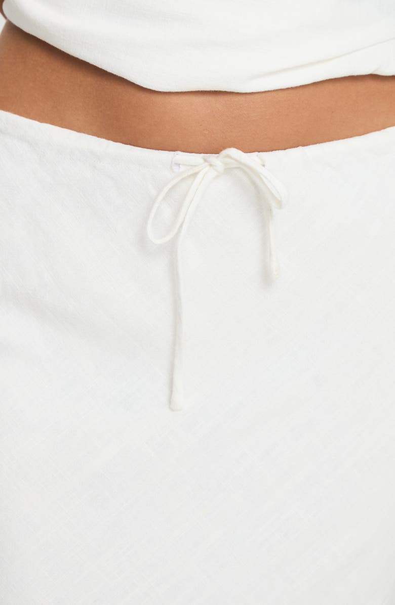 Princess Polly Mercer Low Rise Linen Blend Midi Skirt, Alternate, color, White
