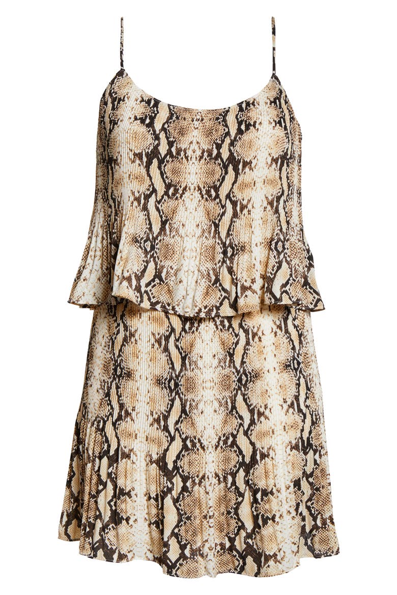 Gibson x City Safari Tara Gibson Pleated Popover Dress, Alternate, color, BROWN PYTHON