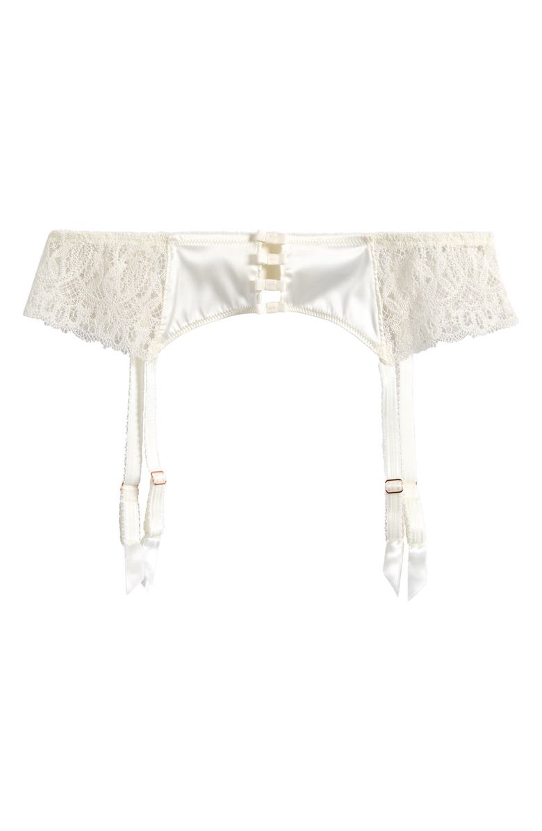 Simone Perele Symphonie Lace & Satin Garter Belt, Alternate, color, Ivory