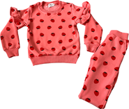 Lola + The Boys Strawberry Ruffle Joggers Set