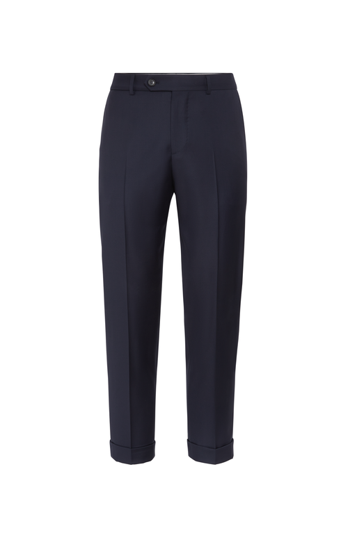 Brunello Cucinelli Trousers With Pleats In Navy Blue