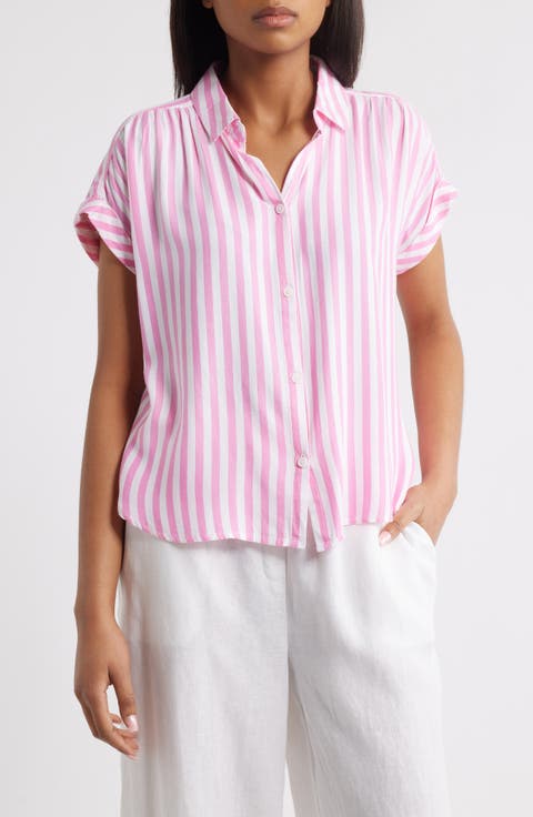 Daria Stripe Short Sleeve Button-Up Shirt