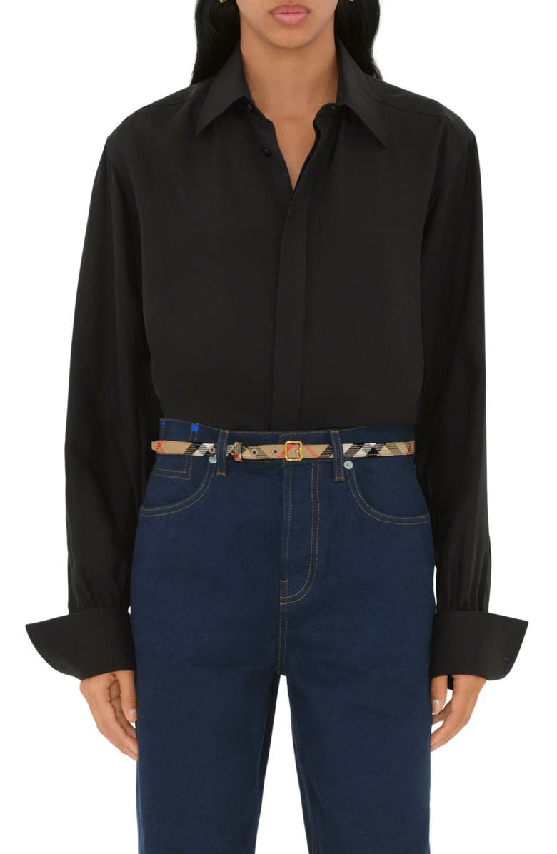 Burberry Check Canvas Belt, Alternate, color, Sand Ip Check