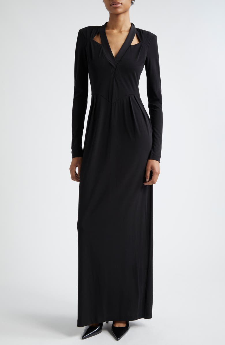 Emporio Armani Cutout Long Sleeve Gown, Main, color, 