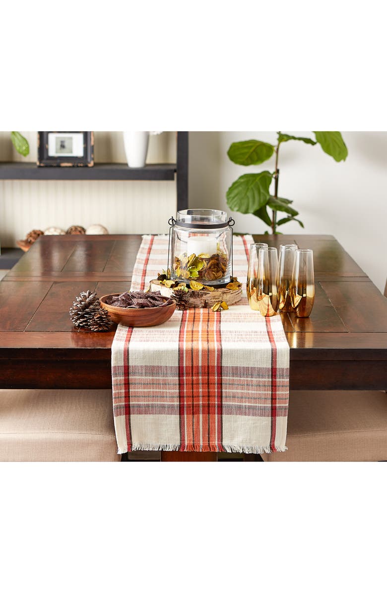 Design Imports Pumpkin Spice Plaid Table Runner, Alternate, color, Pumpkin Spice Orange