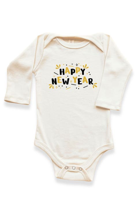 Happy New Year Organic Baby Bodysuit Long Sleeve