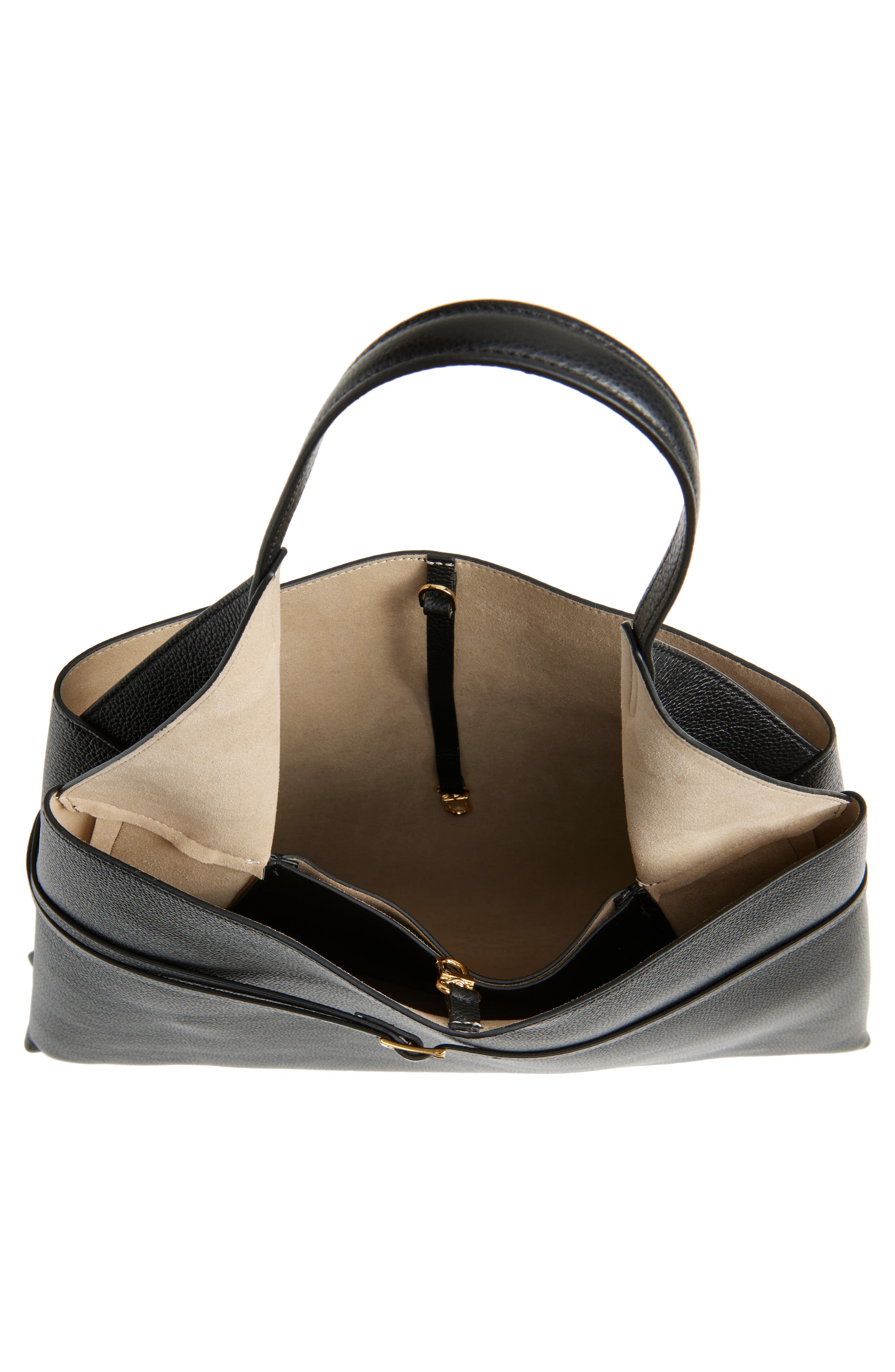 Ree Projects Clare Belted Leather Tote, Alternate, color, Black