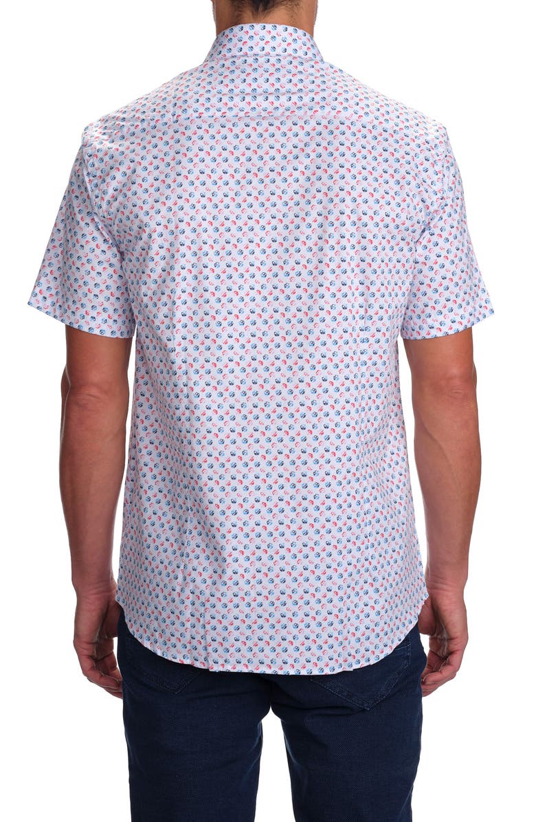 STUDIO GARNET LOS ANGELES Dot Print Short Sleeve Cotton Button-Up Shirt, Alternate, color, 