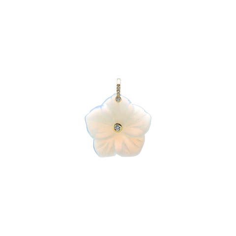 CZ Bezel Natural Stone Flower Charm
