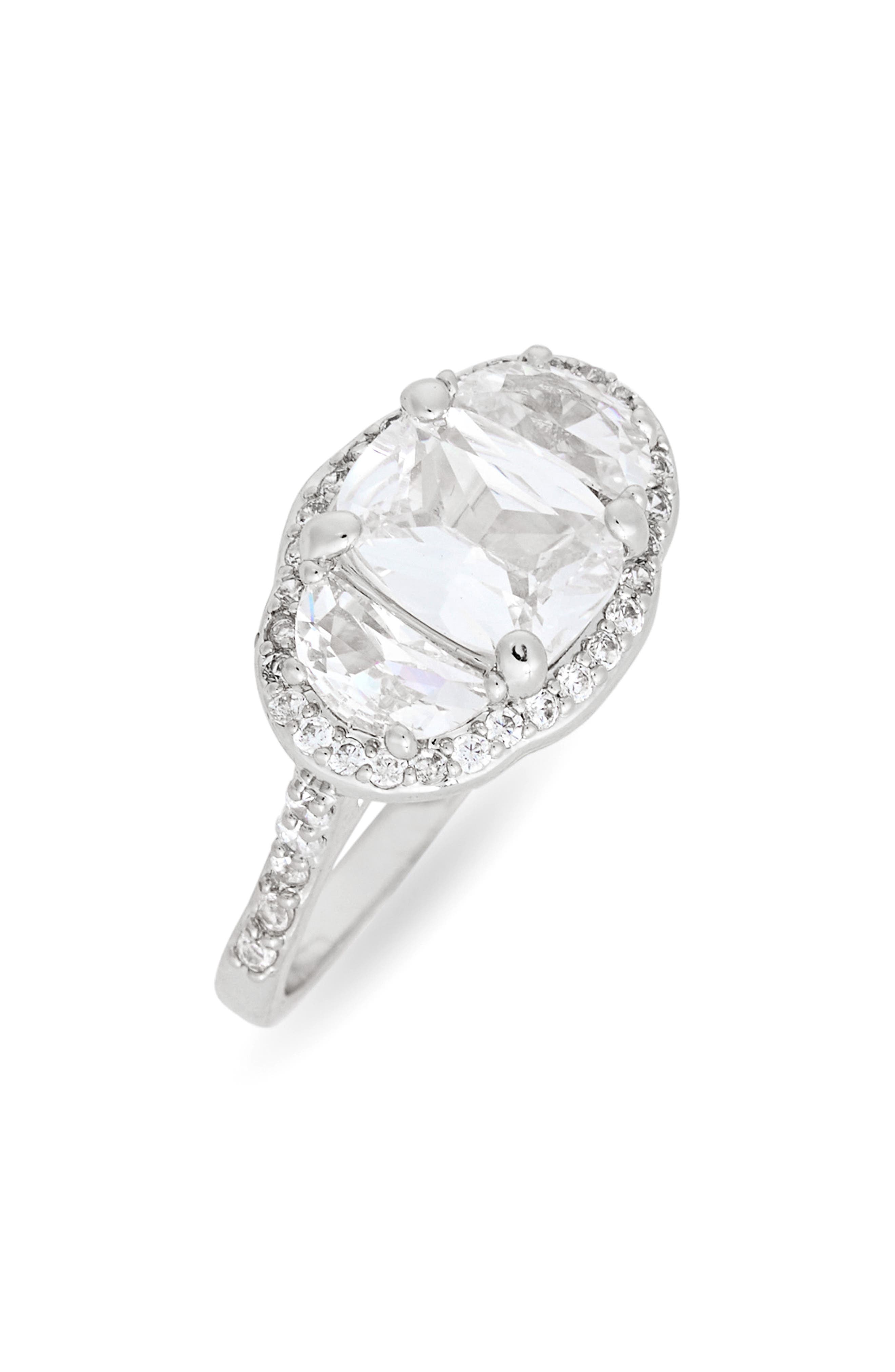 Cubic Zirconia Oval Halo Ring