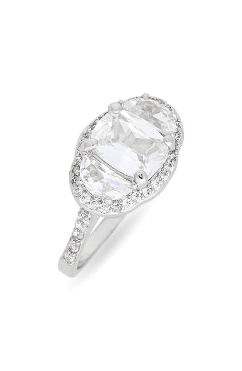 Cubic Zirconia Oval Halo Ring