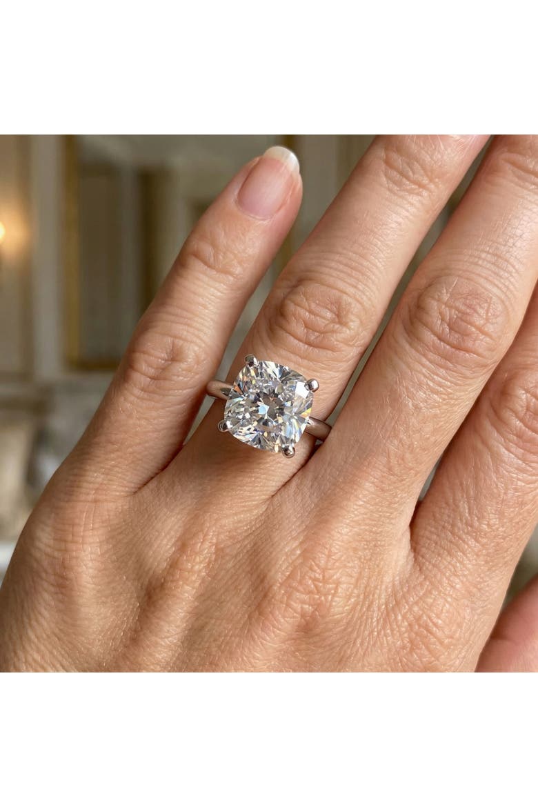 Certified 5Ct Cushion Diamond Square Engagement Ring Lab Grown Solitaire, Alternate, color, 14k White Gold