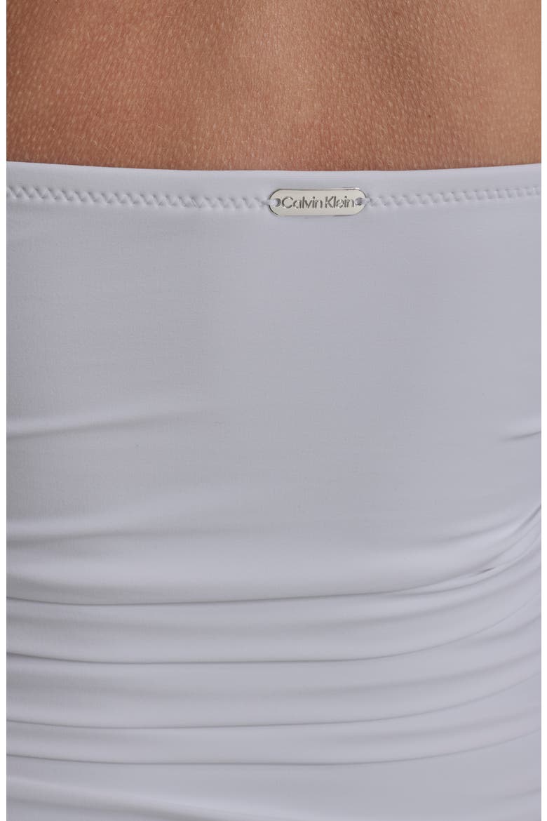 Shirred Bandeau One-Piece Swimsuit, Alternate, color, BRIGHT WHITE
