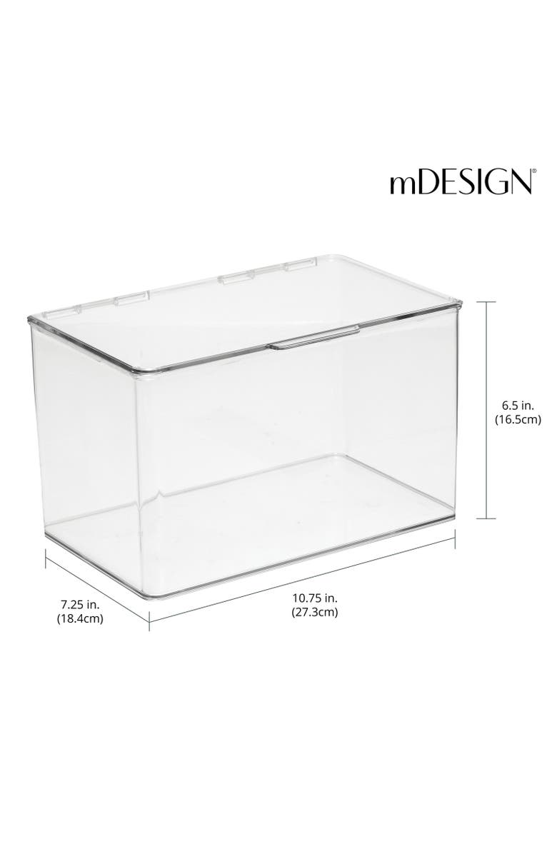 mDesign Plastic Bath Stacking Storage Organizer Box, Hinged Lid, 4 Pack, Alternate, color, 