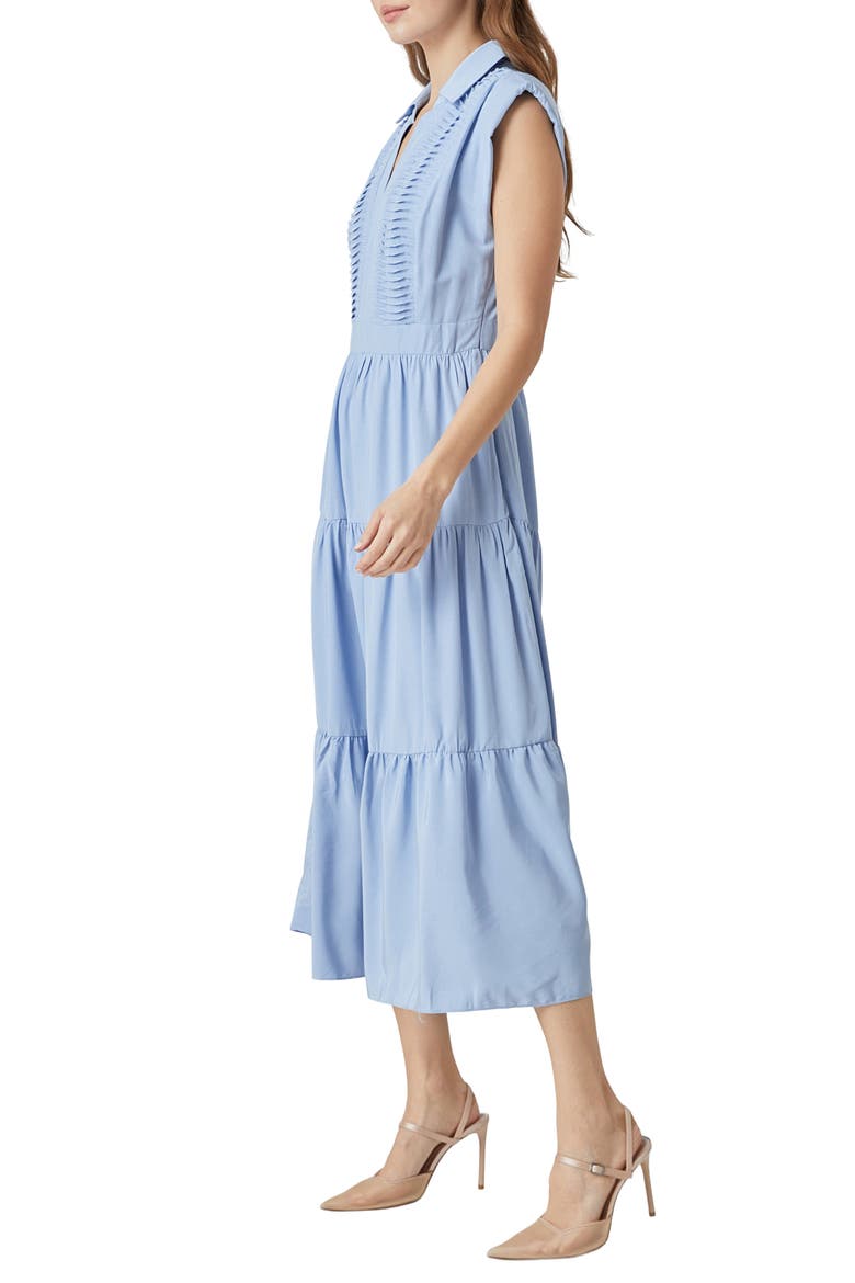 Pintuck Detail Tiered Midi Dress, Alternate, color, POWDER BLUE