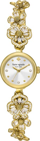国内発送*kate spade*モンローウォッチ シルバー 花モチーフ24mm Kate Spade New York monroe floral crystal strap watch, 24mm