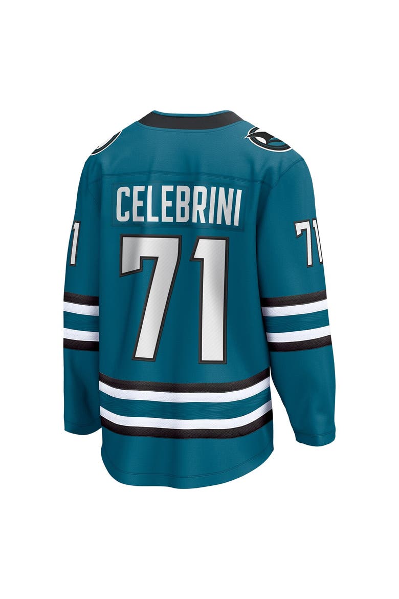 Men's Fanatics Macklin Celebrini Teal San Jose Sharks  Home Breakaway Jersey, Alternate, color, Teal