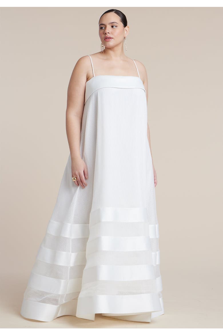 Dramatic Organza Trapeze Gown, Alternate, color, JET STREAM