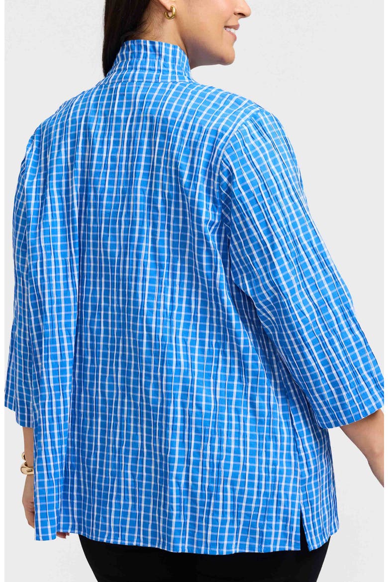 Carolina Crinkled Gingham Cotton Blend Shirt Jacket, Alternate, color, MINERAL BLUE/ WHITE