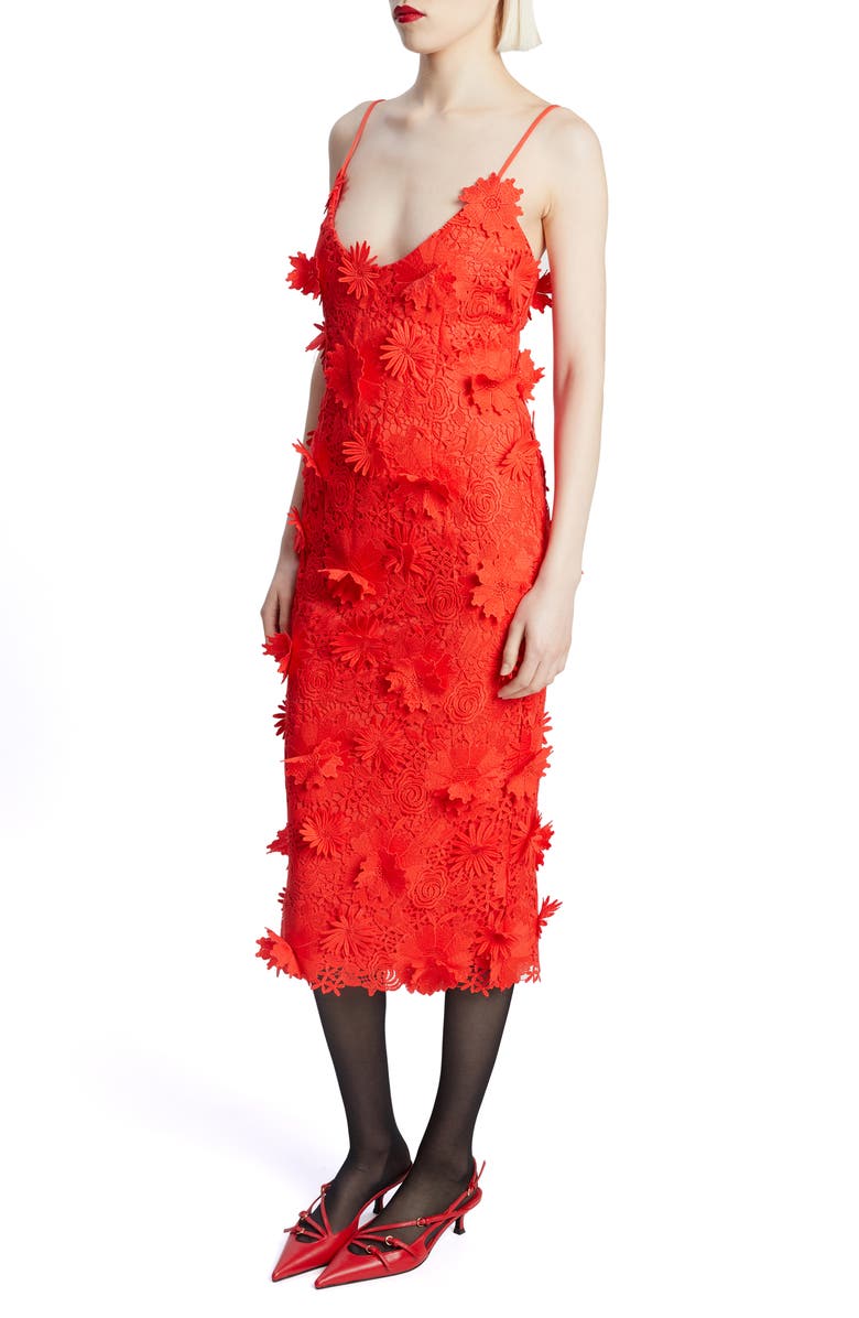Bardot Adei Lace Midi Dress, Alternate, color, Fire Red