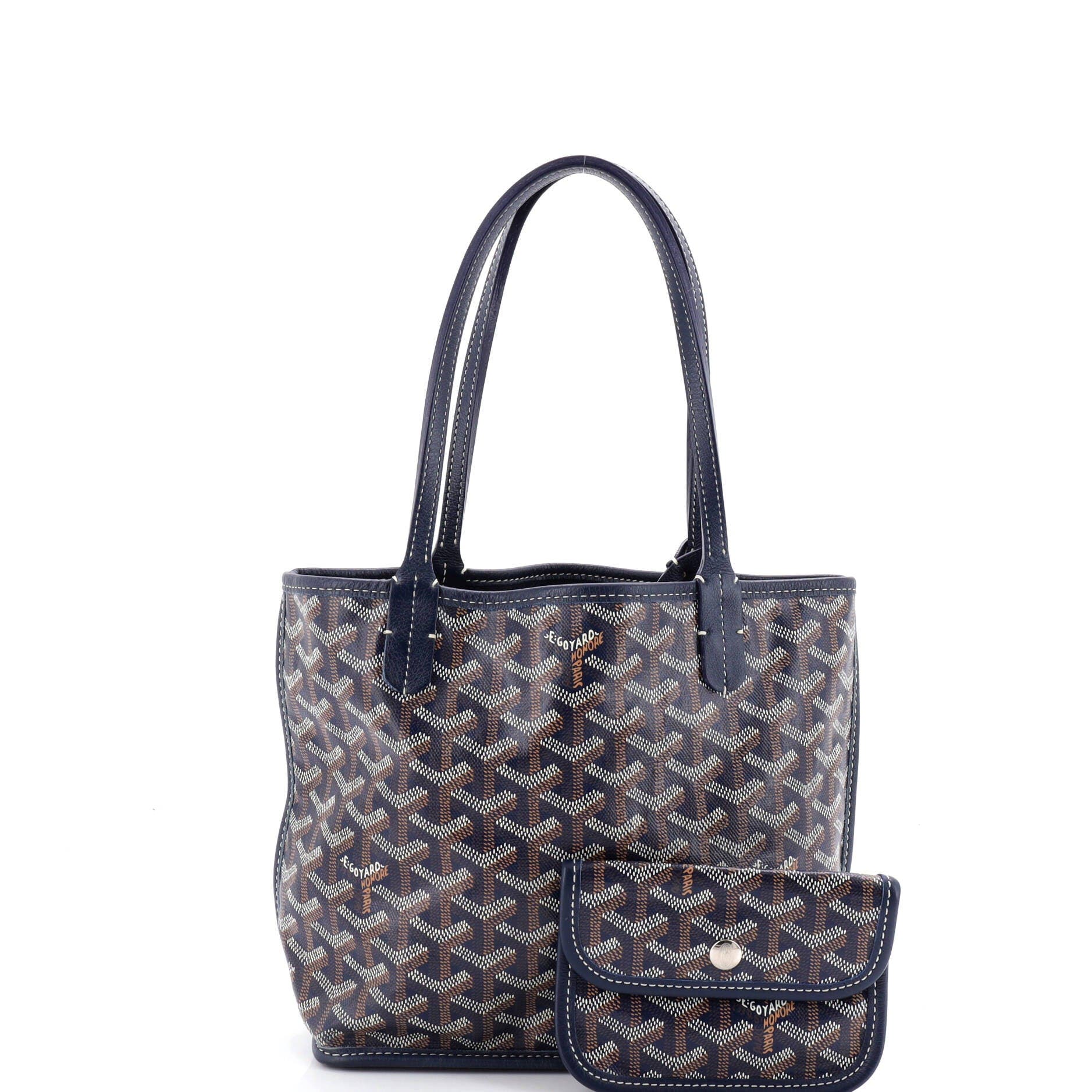 Pre-Owned Goyard Anjou Reversible Tote Coated Canvas Mini, Alternate, color, Blue
