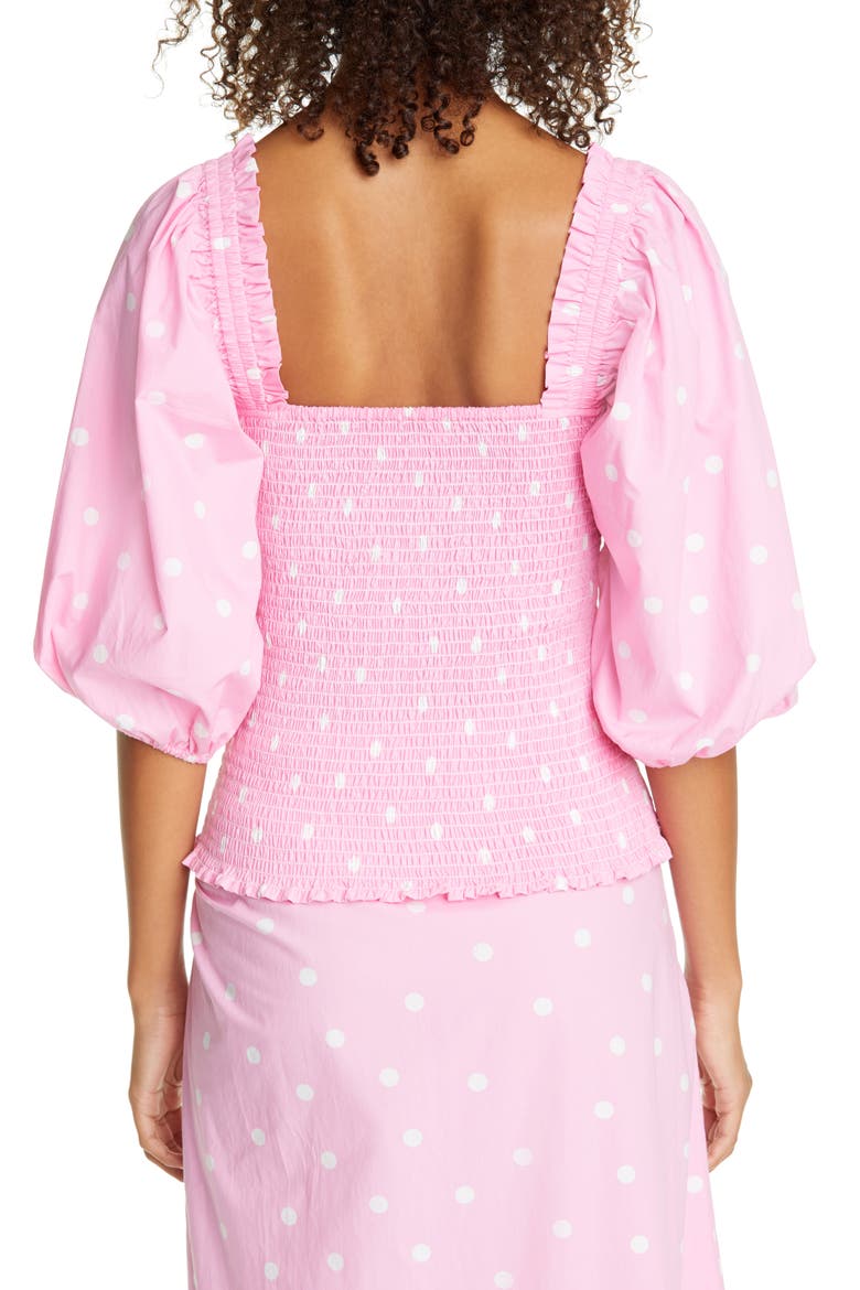 Polka Dot Smocked Organic Cotton Top (Nordstrom Exclusive), Alternate, color, CHERRY BLOSSOM 480