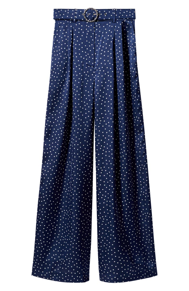 MANGO Belted Polka Dot High Waist Palazzo Pants, Alternate, color, 