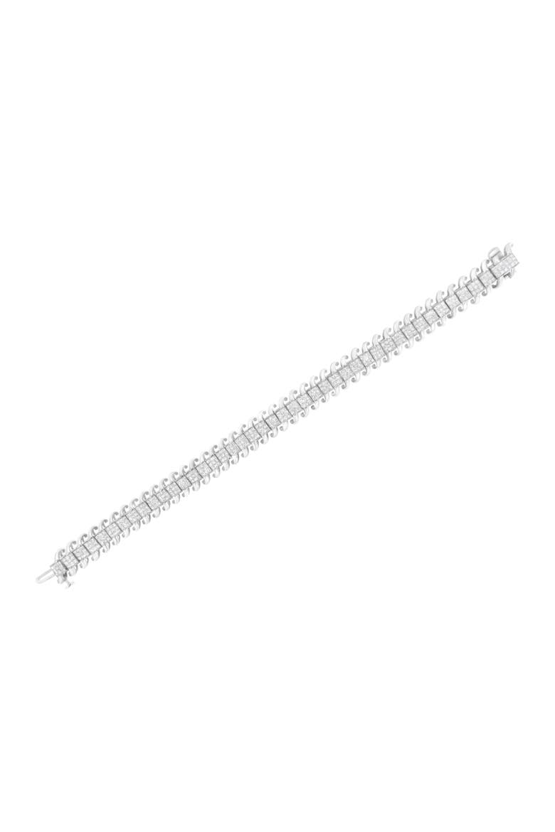 14K White Gold 5.0 Cttw Diamond  Wavy S-Link Tennis Bracelet, Alternate, color, White