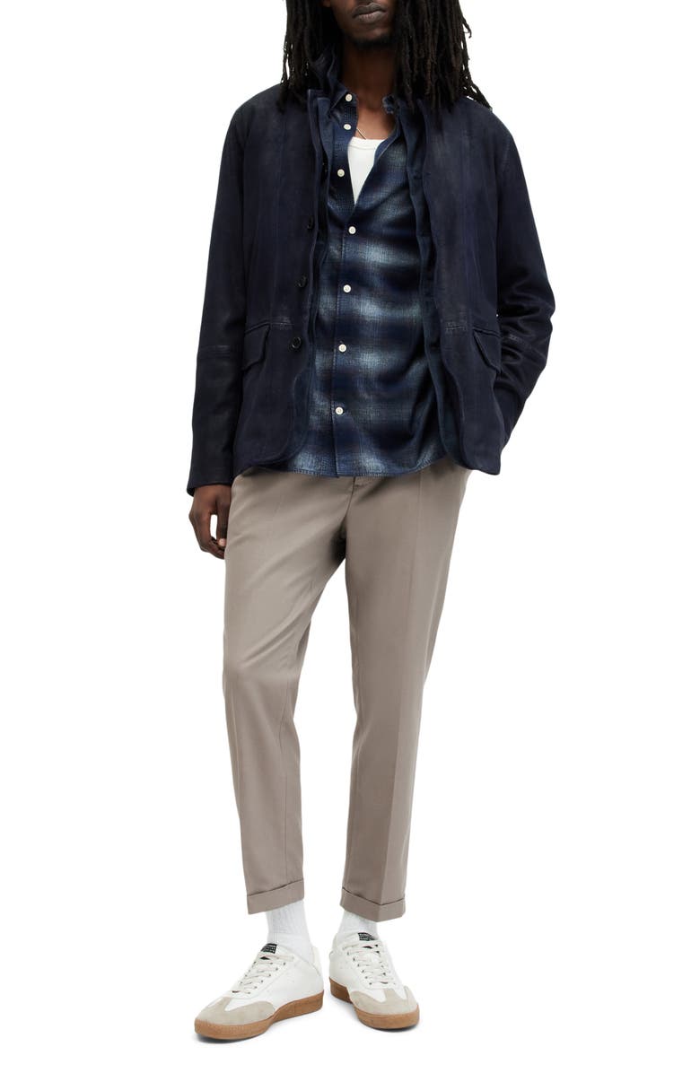 AllSaints Survey Leather & Wool Blend Layered Jacket, Alternate, color,