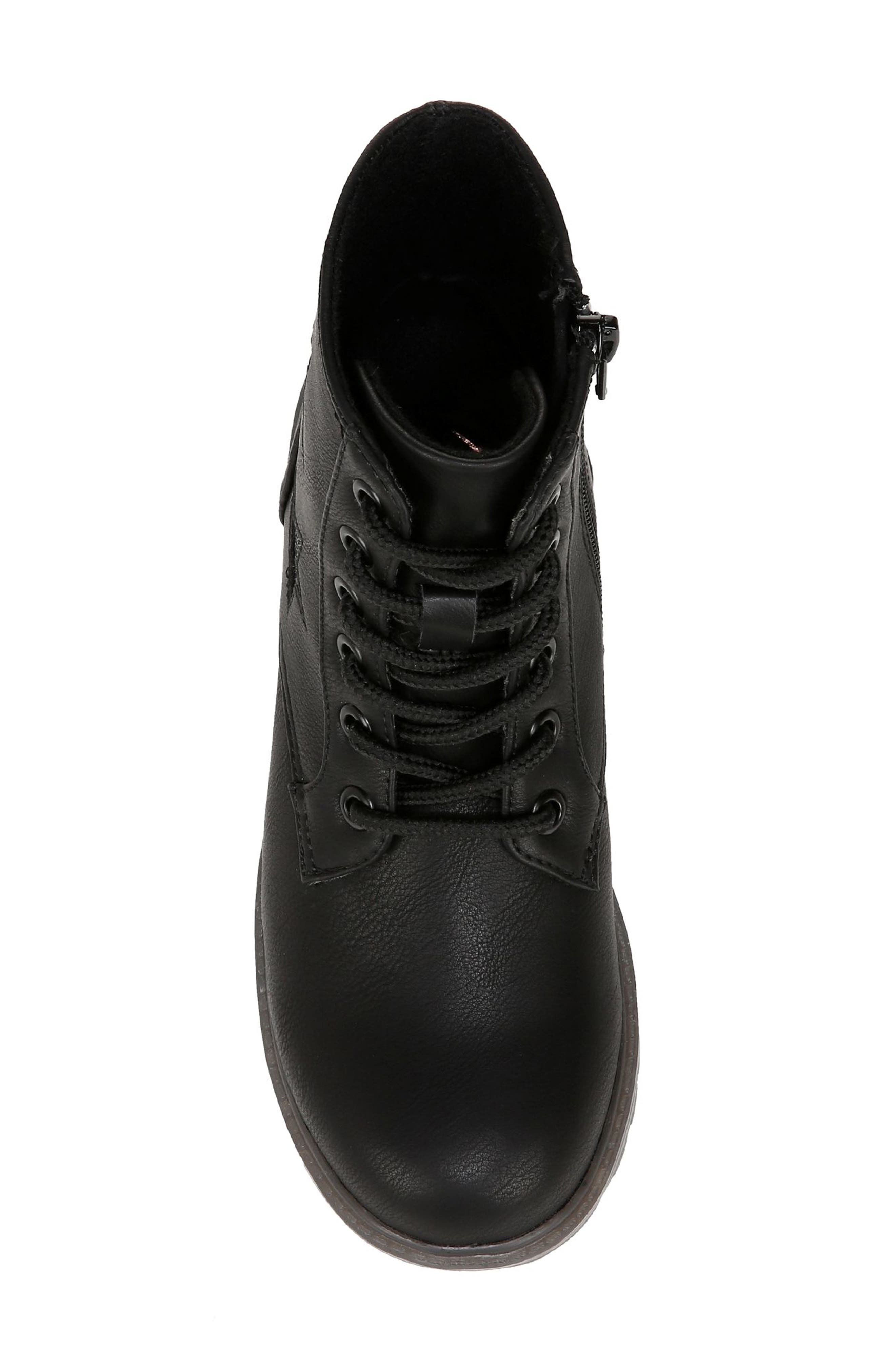 Blowfish Malibu Kids' Rena Star Glitter Combat Boot, Alternate, color, Black Faux Leather