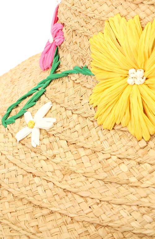 Kate Spade New York Floral Embroidered Straw Hat In Natural