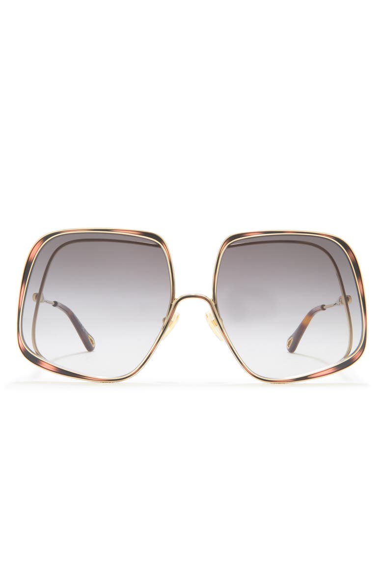 Chloé 62mm Square Sunglasses, Main, color, Gold Gold Grey