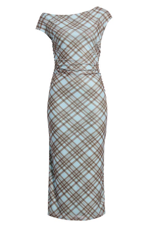 Clea Off the Shoulder Mesh Midi Dress
