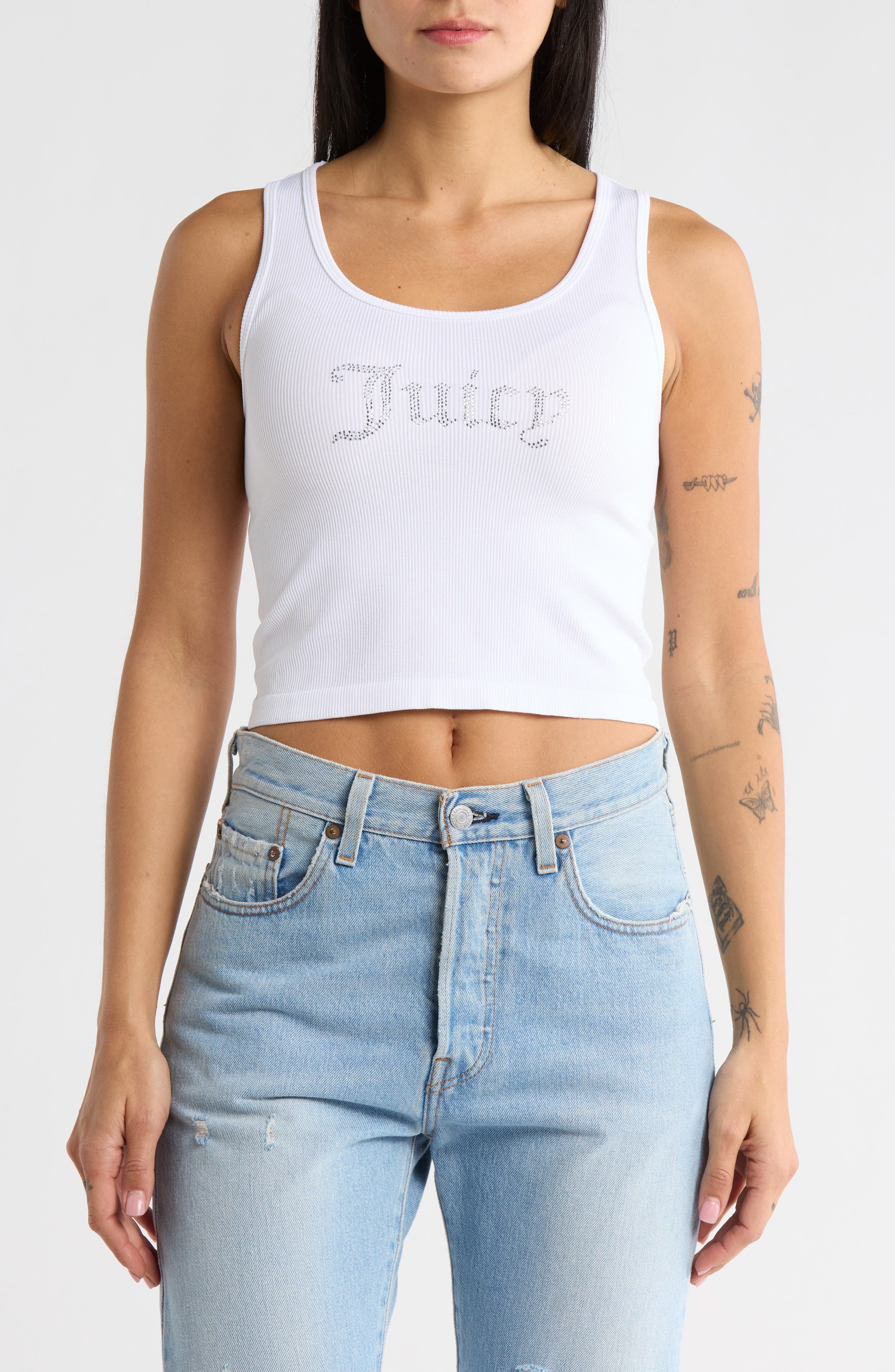 Juicy Couture Rhinestone Logo Seamless Crop Tank