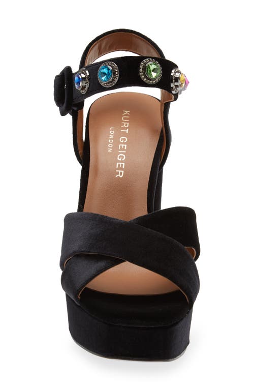 Kurt Geiger Octavia Rhinestone-embellished Velvet Platform Sandals In Charcoal