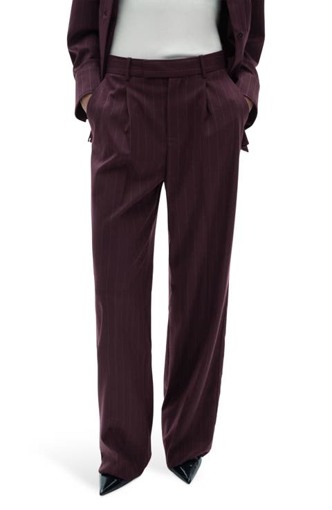 Pleated Pinstripe Pants