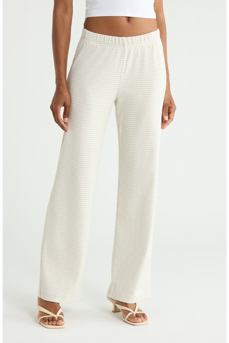 The Quickie Greaser Stripe Ankle Wide Leg Knit Pants, Main, color, WHITE AND BLUE DAY TO NIGHT